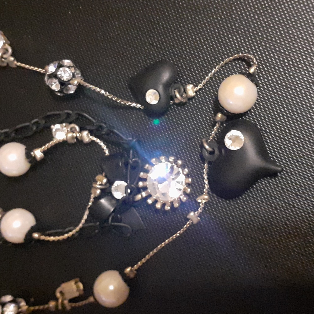 Betsey Johnson 3 tier Heart & Stone Necklace